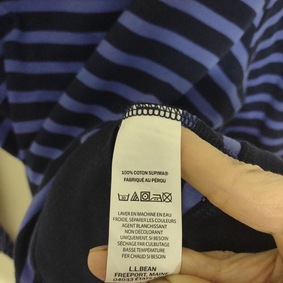 L.L. Bean blue and black striped long sleeve lightweight cardigan Size Large - Picture 4 of 4